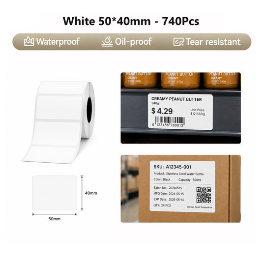 Niimbot K2/K3 50*40mm 740Pcs White Thermal Label