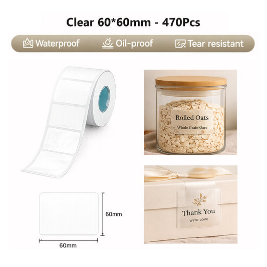 Niimbot K2/K3 60*60mm 470Pcs Transparent Thermal Label