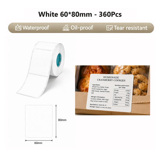 Niimbot K2/K3 60*80mm 360Pcs White Thermal Label