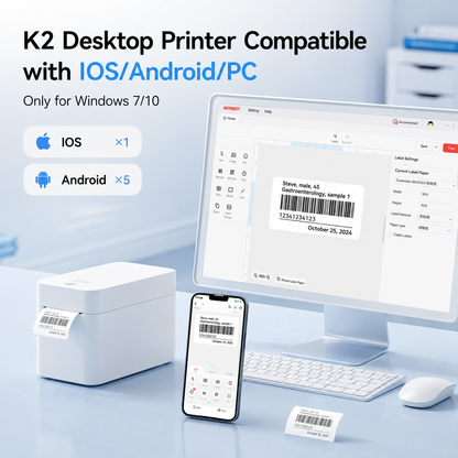NIIMBOT K2 2Inch Desktop Thermal Printer, Bluetooth Inkless Label Maker for Wristband, Medical, Amusement Park