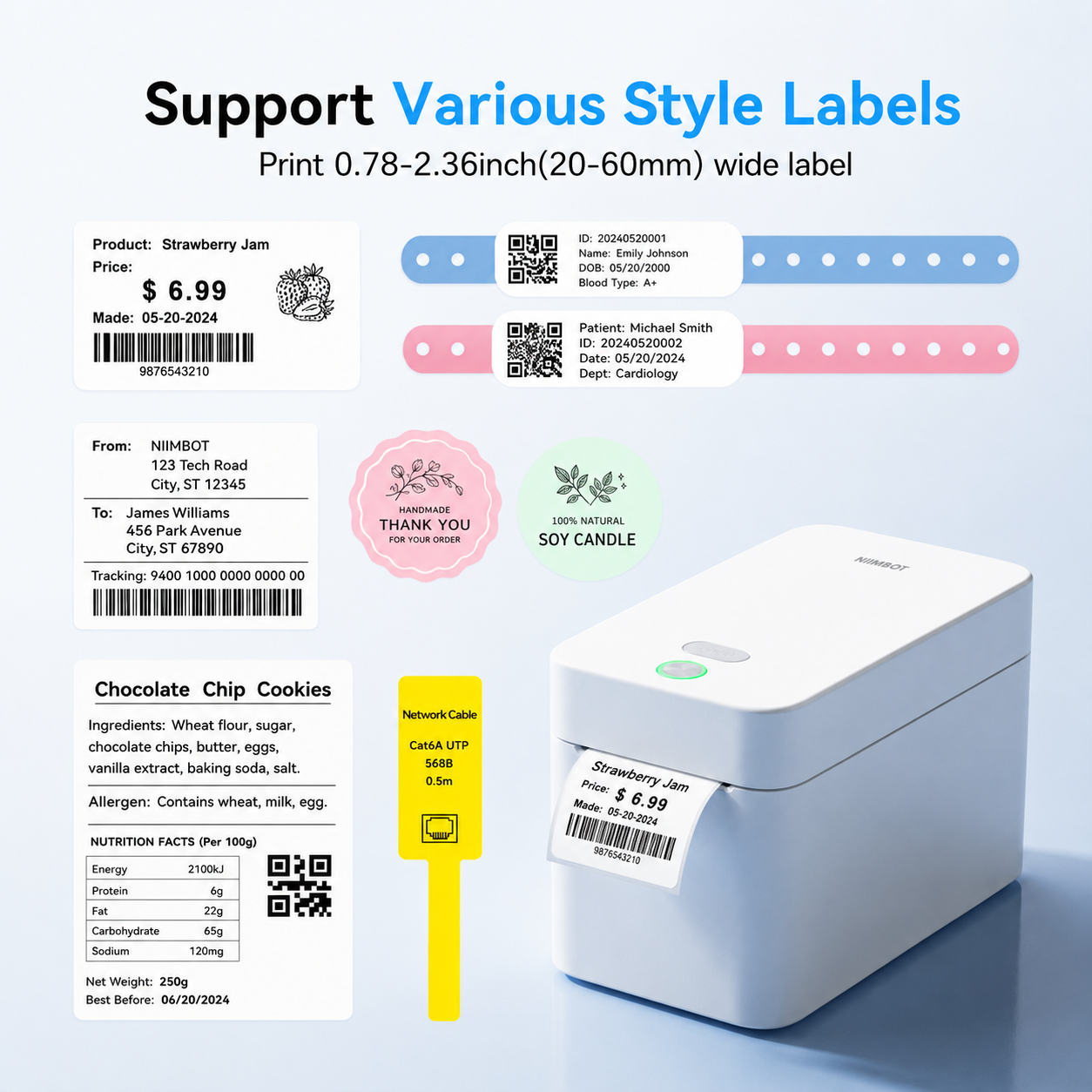 NIIMBOT K2 2Inch Desktop Thermal Printer, Bluetooth Inkless Label Maker for Wristband, Medical, Amusement Park