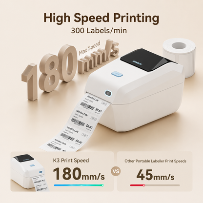NIIMBOT K3 3Inch Desktop High-Speed Thermal Label Printer Inkless Device for Wristband, Medical, Amusement Park, Home & Small Business