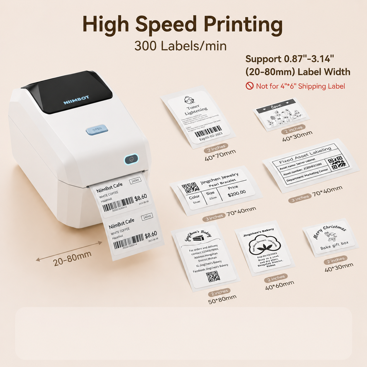 NIIMBOT K3 3Inch Desktop High-Speed Thermal Label Printer Inkless Device for Wristband, Medical, Amusement Park, Home & Small Business