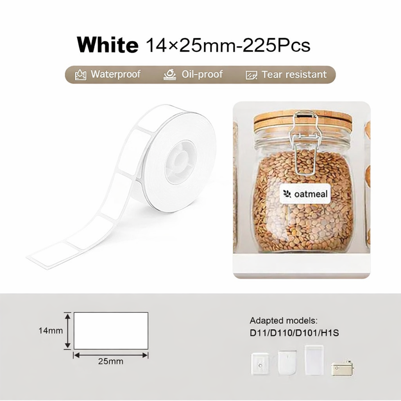 Niimbot D11/D110/D101/H1S 14*25mm 225Pcs Waterproof Thermal Label