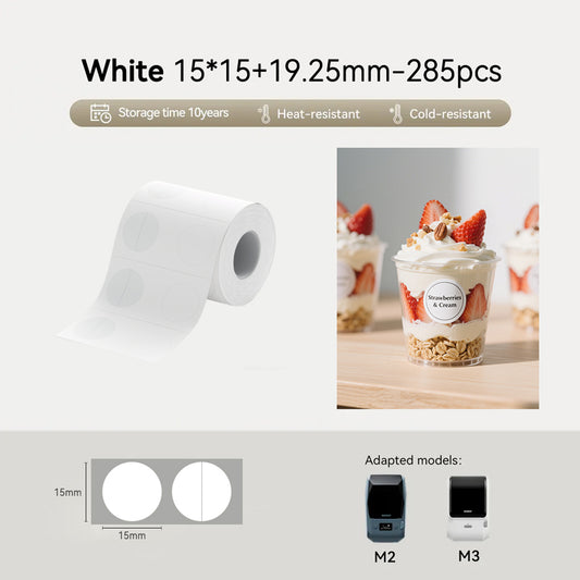 Niimbot M2/M3 15*15+19.25mm 285Pcs Round White Thermal Transfer Labels