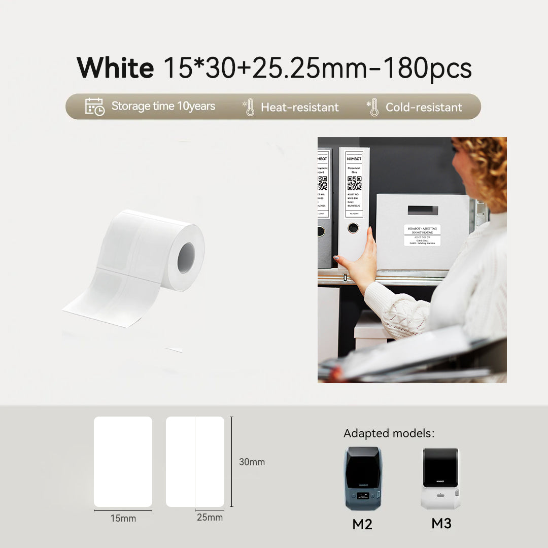Niimbot M2/M3 15*30+25.25mm 180Pcs White Thermal Transfer Labels