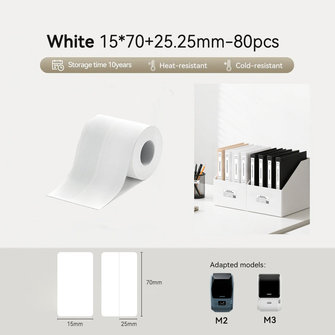 Niimbot M2/M3 15*70+25.25mm 80Pcs White Thermal Transfer