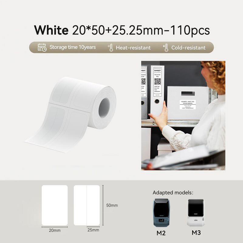 Niimbot M2/M3 20*50+25.25mm 110Pcs White Thermal Transfer Labels