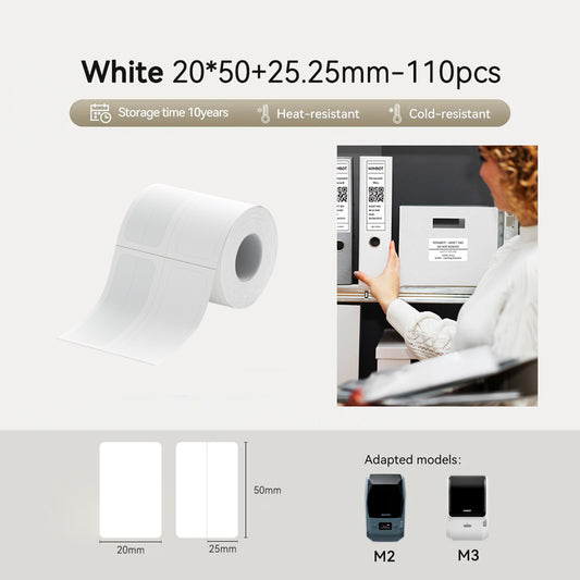 Niimbot M2/M3 20*50+25.25mm 110Pcs White Thermal Transfer Labels