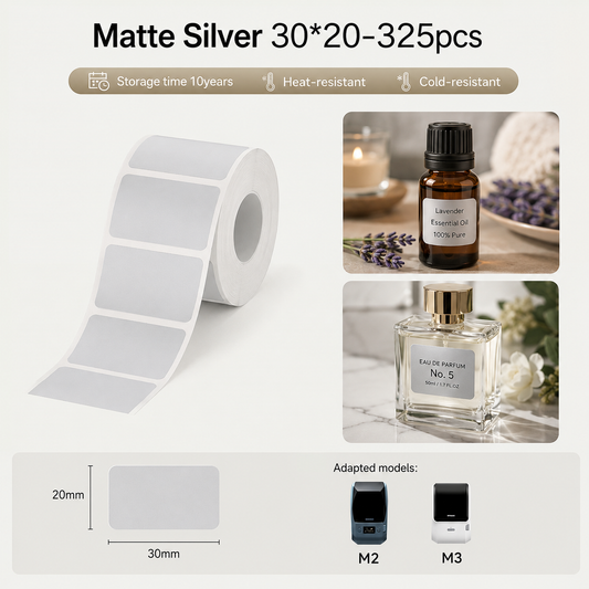 Niimbot M2_H/M3 30*20mm 325Pcs Matte Silver Thermal Transfer Label