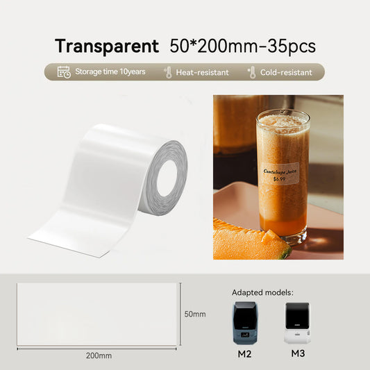 Niimbot M2/M3 50*200mm 35Pcs Transparent Thermal Transfer Labels
