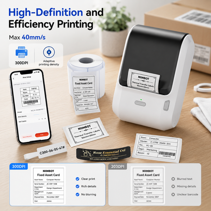 NIIMBOT M3 3Inch 300DPI Bluetooth Thermal Transfer Label Printer for Small Business Clothing, Address, Cable Storage