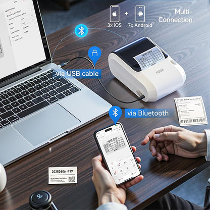 NIIMBOT M3 3Inch Bluetooth Thermal Transfer Label Printer Multi-Color Ribbon Compatible for Small Business Clothing, Address, Cable Storage