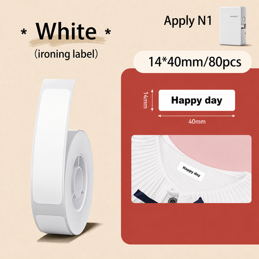 NiiMbot N1 14*40mm 60Pcs White Iron-on Label Thermal Transfer Label Paper