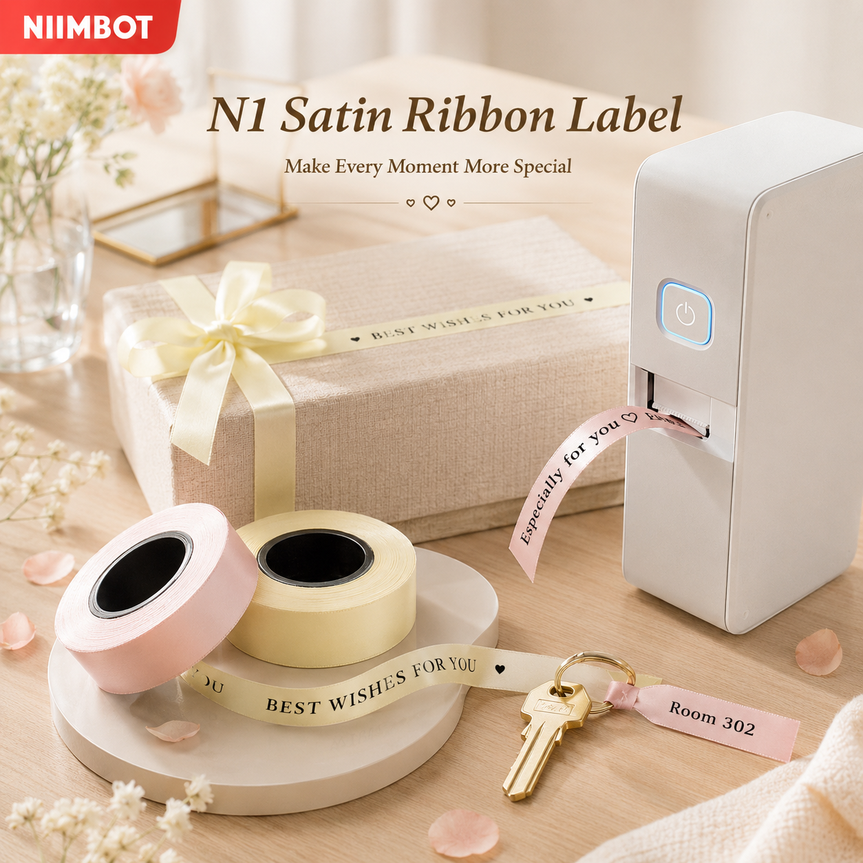 Niimbot N1 Satin Ribbon Suit for Gift, Wedding, Party, Craft Wrapping, DIY